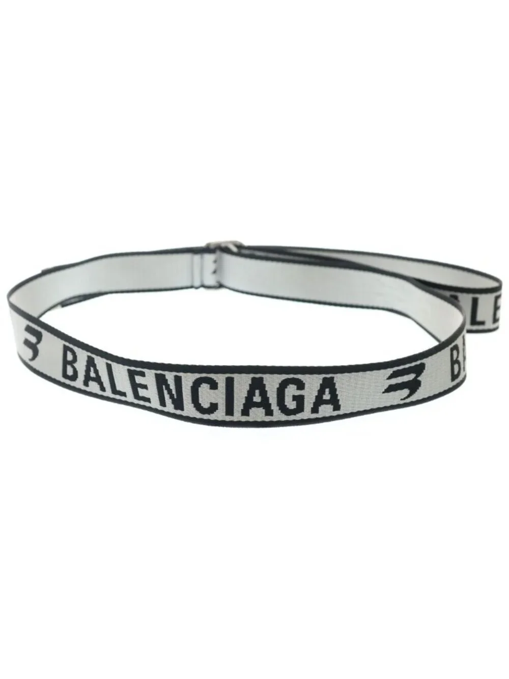Balenciaga Logo D Ring Belt Black White